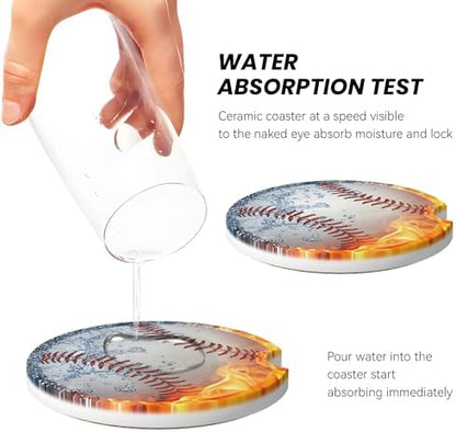 Baseball Water Fire Car Cup Holder Coasters 2 Pack 2.63" - Image 5