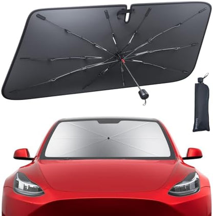 Tesla Model 3/Y Foldable Windshield Sunshade Umbrella UV Block 10-Rib Frame by Lamicall