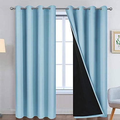 Yakamok Sky Blue 100% Blackout Curtains 84 Inches Long 52" Wide 2 Panel by Yakamok