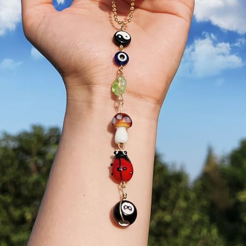 Car Rear View Mirror Accessories Mushroom Car Hanging Ornament, Evil Eye Witchy by Pyotivol