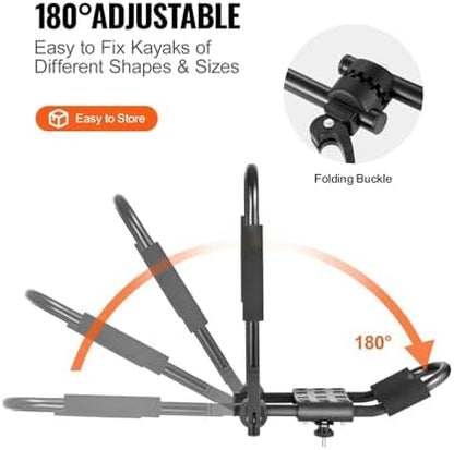 Roof Rack 2 Pairs J-Bar Soft Roof Rack Quick Folding Top Mount Tie Down Carrier - Image 4