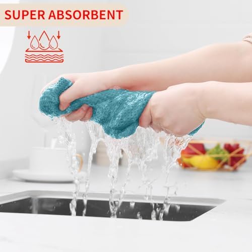 Homaxy 100% Cotton Waffle Weave Kitchen Dish Towels 24-Pack, Lake Blue - Image 3