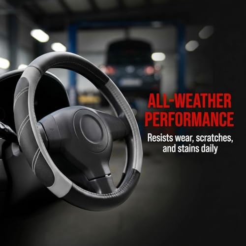 14.5-15 Inch Leather Steering Wheel Cover, Non Slip - Image 5