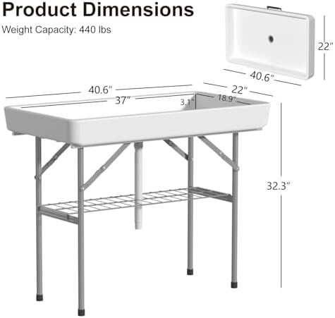 4 Foot Ice Cooler Table with Drain and Detachable Skirt - Image 2