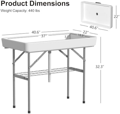 4 Foot Ice Cooler Table with Drain and Detachable Skirt - Image 2