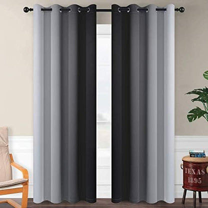 SimpleHome Ombre Black to Grey White Curtains - Image 2