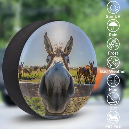 Spare Tire Cover for RV Trailer, Animal Donkey Tire Covers Universal Fit for - Image 3
