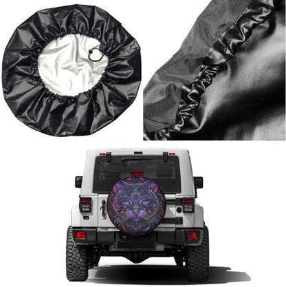Delerain Spare Tire Cover Bohemian Mandala Cat Wheel Covers Sun Protection - Image 5