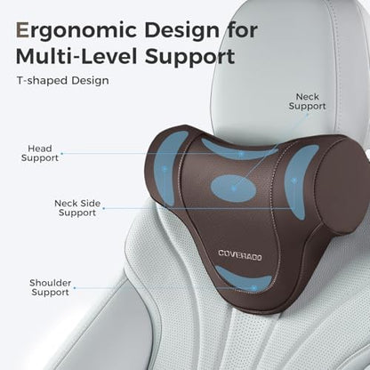 Coverado Car Headrest Pillow, Ergonomic Memory Foam Car Neck Pillow - Image 2