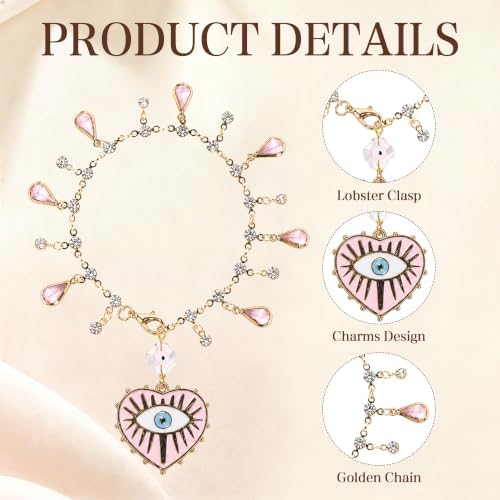 Pink Evil Eye Tassel Car Charm, Rear View Mirror Pendant - Image 3