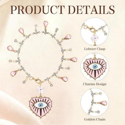 Pink Evil Eye Tassel Car Charm, Rear View Mirror Pendant - Image 3