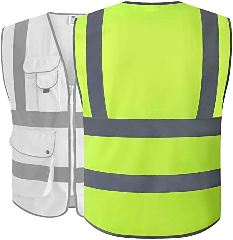 JKSafety 6 Pack Safety Vest for Men Women Reflective JK155 Yellow M - Image 5