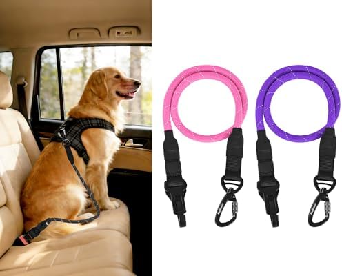 PetBonus 2 Packs Dog Seat Belt for Car, Rope Dog Car Harness for Vehicle by Petbonus