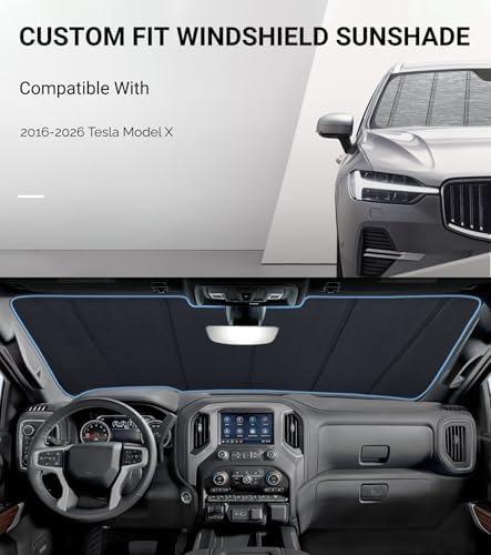 Pigenius Windshield Sunshade for Tesla Model X 2016-2026 Custom Front Window - Image 2
