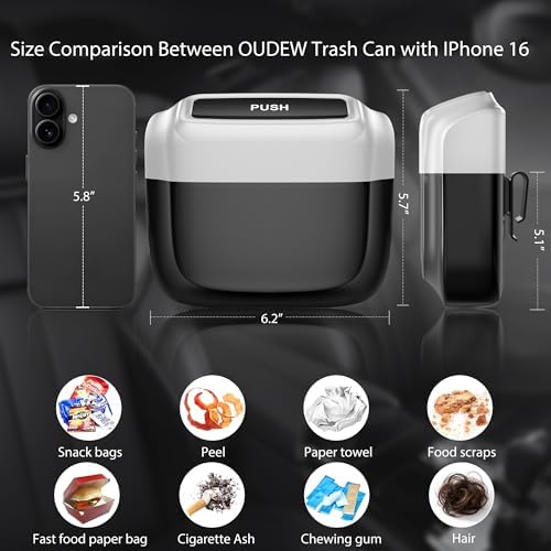 2 Pack Car Trash Can with Lid, Built-in Storage Garbage Bag - Image 2