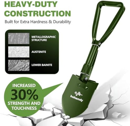 18.5" Folding Shovel, Tri-Fold Collapsible Shovel - Image 6