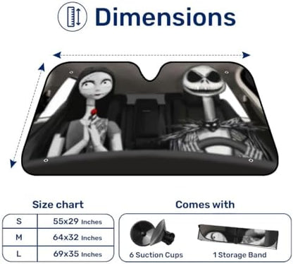 GENANY Nightmare Skellington Couple Horror Windshield Sun Shade - Image 2
