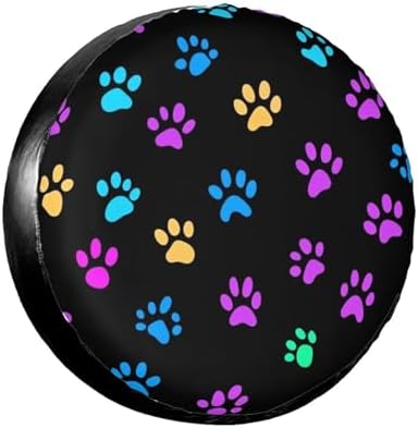 Colorful Dog Paw Spare Tire Cover by TZBVTAU