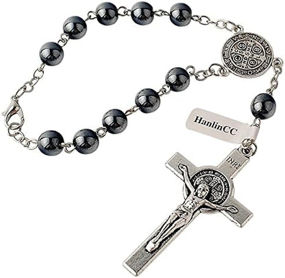 HanlinCC Catholic Car Rearview Decade Rosary St. Benedict Protection Medal by HanlinCC