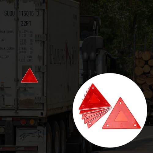 6 Pcs Red Safety Reflector Warning Sign Slow Moving Triangle Sign - Image 5