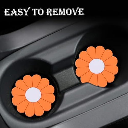 4-Pack Car Cup Holder Coaster Inserts, Daisy Shape, 2.75 Inch Non-Slip Silicone - Image 6