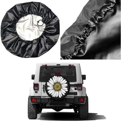 Daisy Flower Spare Tire Cover Dust-Proof Wheel Tire Cover Fit Trailer, SUV and - Image 5