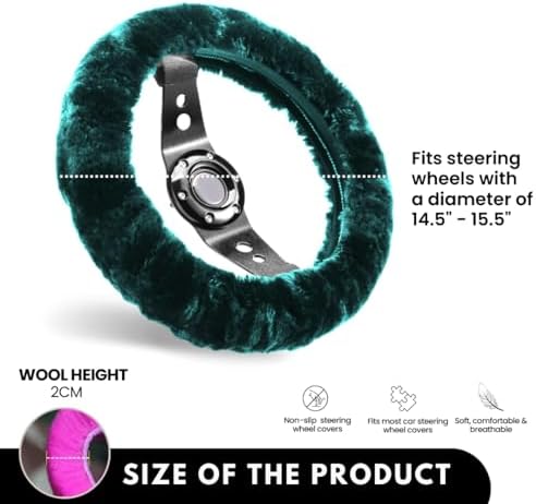 Andalus Brands Luxury Fluffy Car Steering Wheel Covers – Genuine Merino - Image 3
