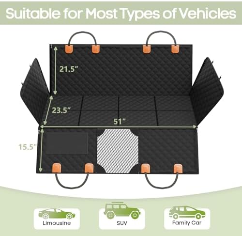 Dog Car Seat Cover for Back Seat, Hard Bottom Back Seat Extender - Image 4