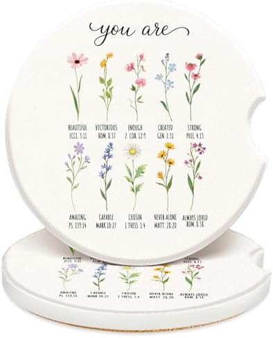 Swooflia Cute Girly Ceramic Car Coasters Flower Letter Cup Holder Coasters by Swooflia