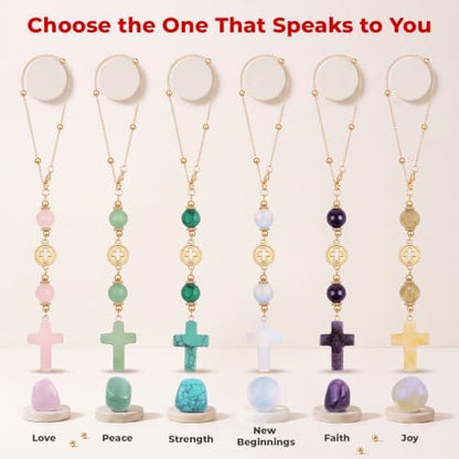 Crystal Cross Car Charm for Rearview Mirror, Car Mirror Hanging Accessories - Image 3