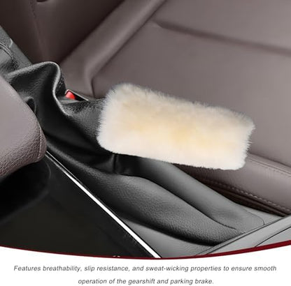2PCS Fluffy Car Gear Shift Knob & Handbrake Cover, Comfortable Plush Shifter - Image 3