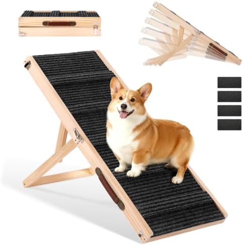 39" Foldable Dog Ramp 5-Level Adjustable Non-Slip by PiChongspace