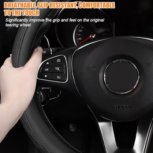 Zpana 14.5-15" Car Steering Wheel Cover, Breathable Soft Leather - Image 5