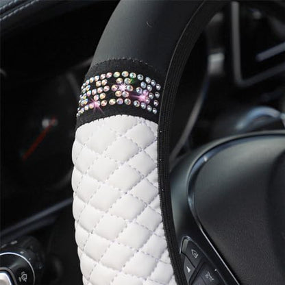 Osilly 15 Inch Rhinestone Leather Steering Wheel Cover - Image 4