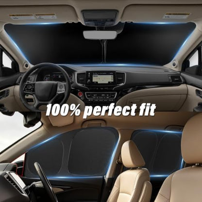 KMF 8pcs Thicken Sun Shades for Honda Pilot 2016-2022 Accessories, Custom Fit - Image 6