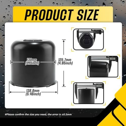 4Pcs 5.15" Stainless Trailer Wheel Center Caps, 4.95" H Matte Black - Image 3