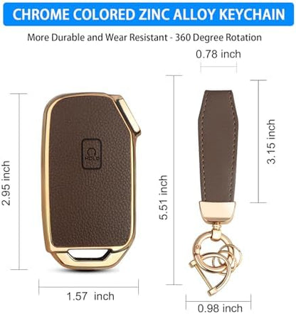QBUC for KIA Key Fob Cover, Upper Leather + Soft TPU Key Case Shell - Image 3