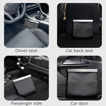 Leather Car Trash Can with Smart LED Light & Magnetic Closure - Image 4