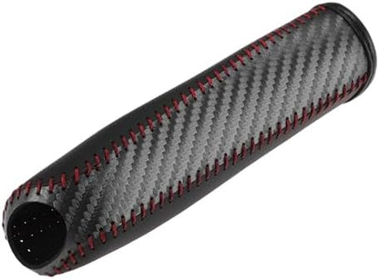 1 Pcs Car Handbrake Cover Leather Black Carbon Fiber Red by Hihaha