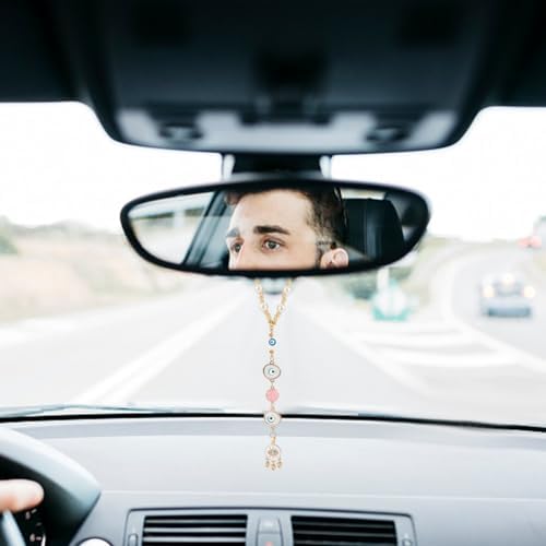 Evil Eye Car Hanging Ornament Heart Evil Eye Rear View Mirror Car Charm - Image 5