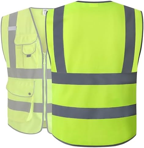 JKSafety Safety Vest for Men Women Reflective Hi Vis JK150 Yellow 5XL - Image 5