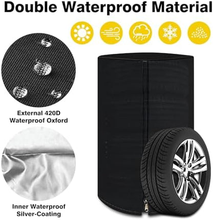 Tire Covers for Storage, Weatherproof Tire Bag Holds 4 Tires Up to 28" - Image 3