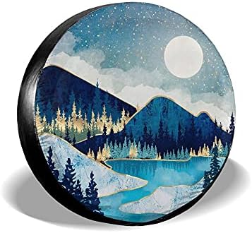 Blue Gold Spare Tire Cover Mountain Tree Star Wheel Cover 15 Inch by Unknown