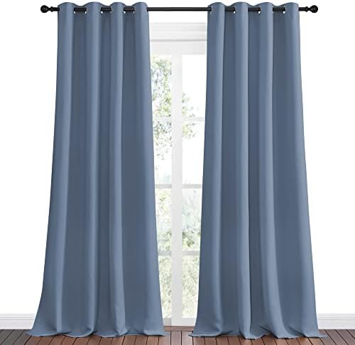 NICETOWN Room Darkening Curtain Panels, 2 Panels, 55 x 102-inch, Stone Blue - Image 2