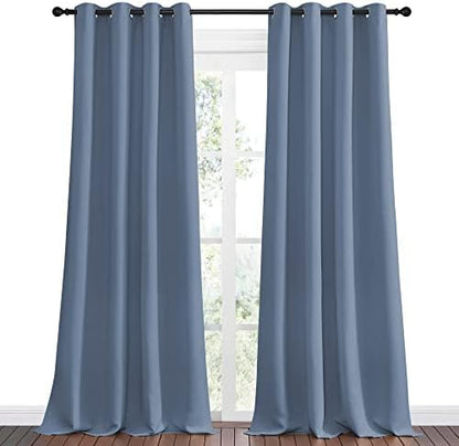 NICETOWN Room Darkening Curtain Panels, 2 Panels, 55 x 102-inch, Stone Blue - Image 2
