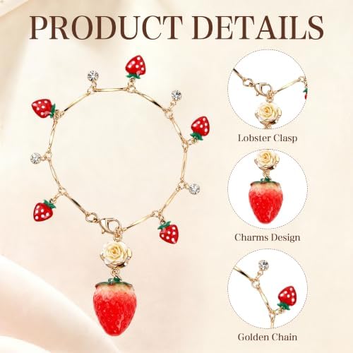 Strawberry Tassel Car Charm, Rear View Mirror Pendant - Image 3