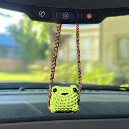 Cute Crochet Frog Car Decor, Rear View Mirror Accessories, Boho Hanging Charm by YTYAB