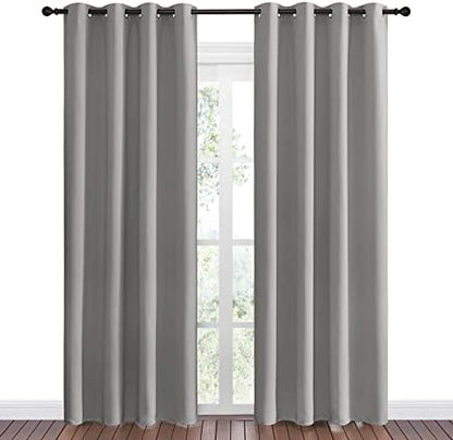 NICETOWN Silver Grey Room Darkening Curtain Panels 86" Long - Image 2
