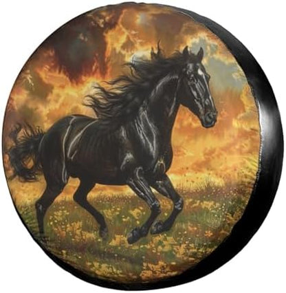 3D Horse Print Spare Tire Cover Dust-Proof Wheel Tire Cover Fit Trailer by Foruidea