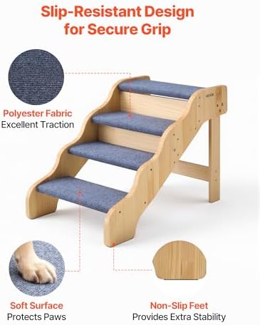 VEVOR Wood Pet Stairs, 4-Step Dog Stairs - Image 4